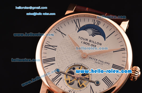 Patek Philippe Complications ST22 Automatic Rose Gold Case with Black Roman Numeral Markers and White Dial - Gold Hands - Click Image to Close